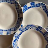 Set of 6 Sarreguemines flat plates Cornouailles blue pattern