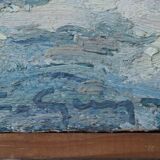 Painting Snowy and wooded river landscape HST signed early twentieth century