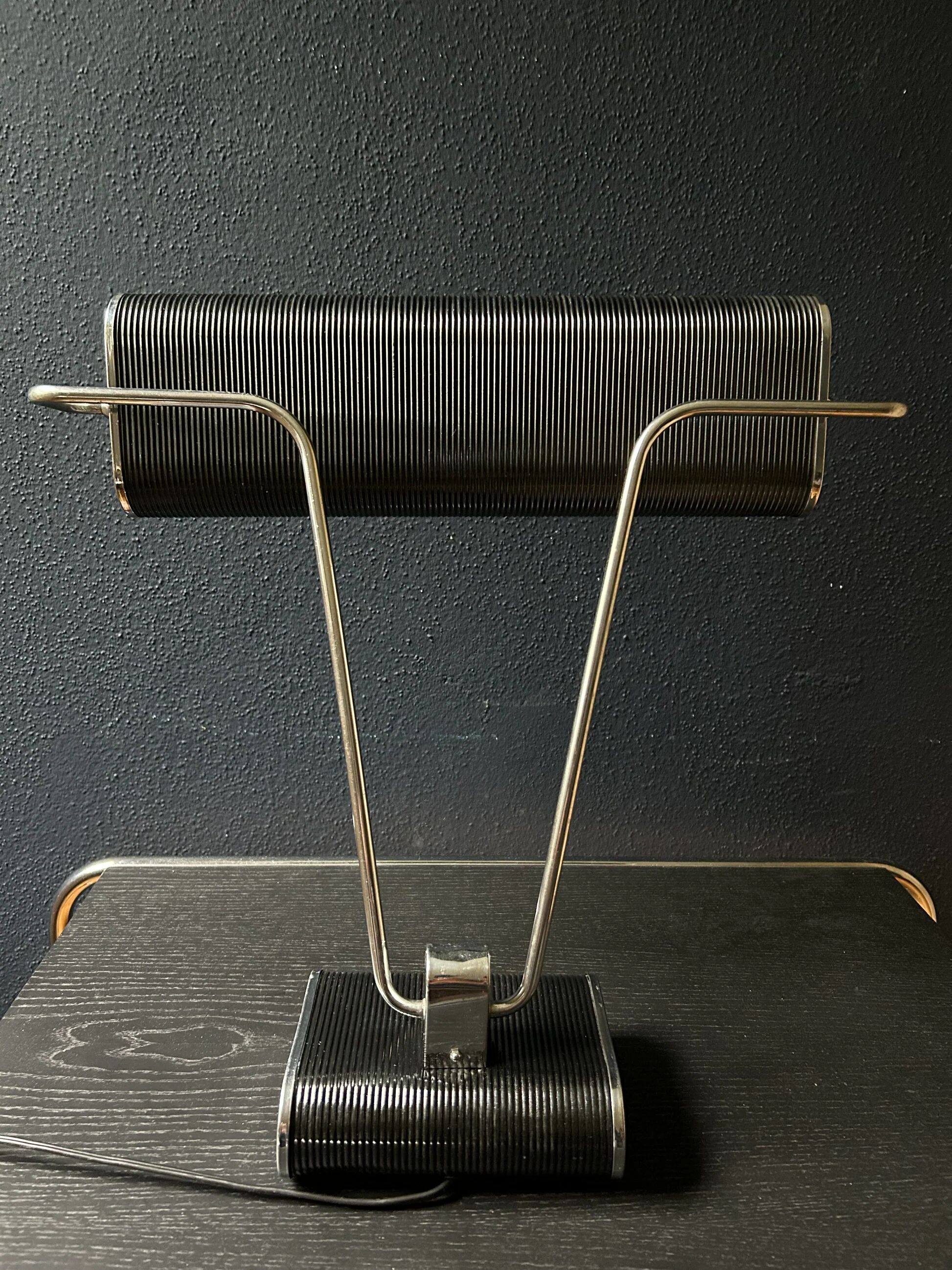 Black and chrome desk lamp model 71 by JUMO, France, 1960s.