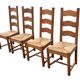 Vintage Set of 4 dining chairs oak and wicker 70's design high back