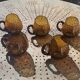 Set of 5 mugs, cups, glasses with handles, cocktail glasses, vintage glass