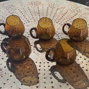 Set of 5 mugs, cups, glasses with handles, cocktail glasses, vintage glass