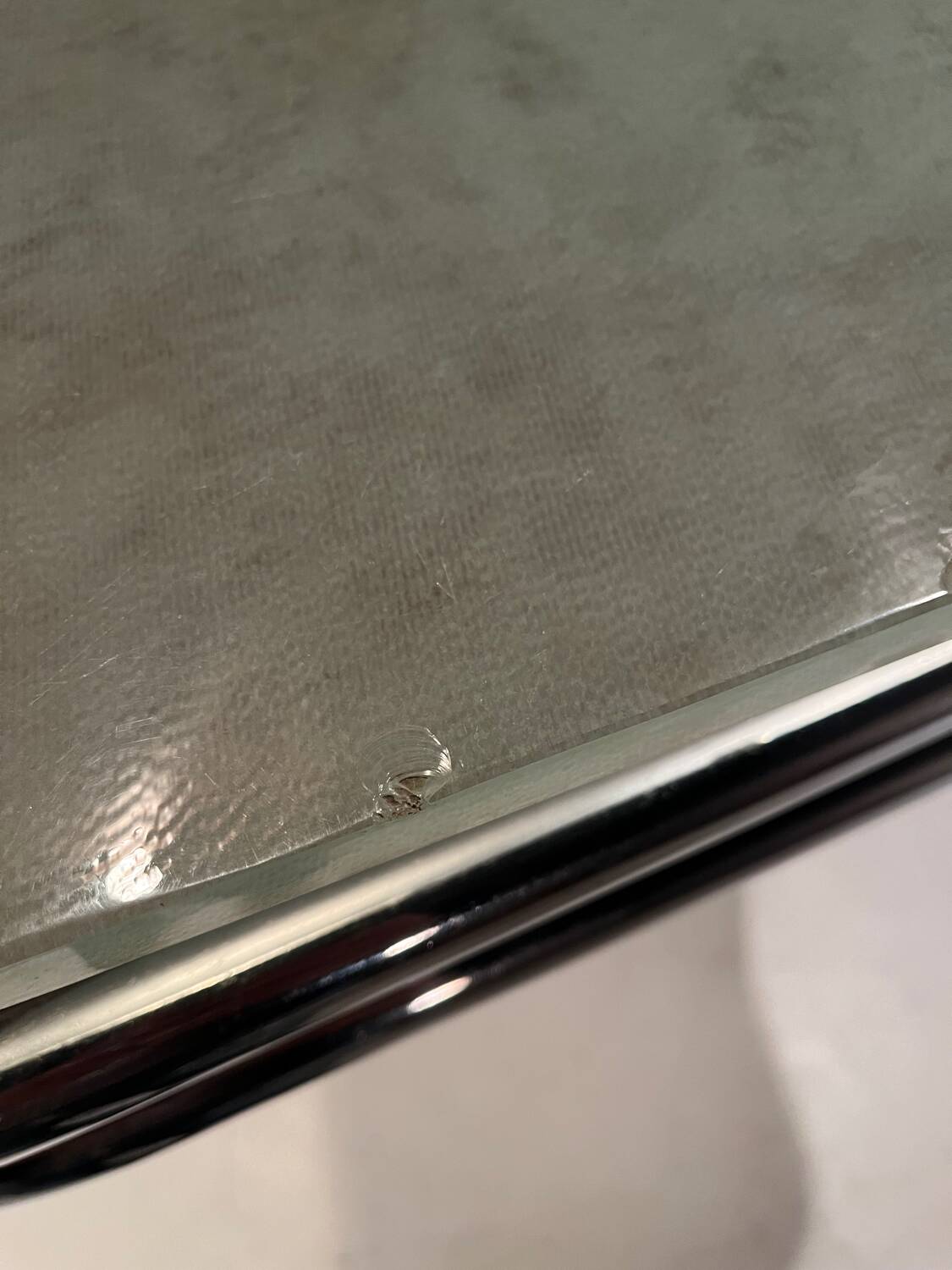 Frosted glass and steel console