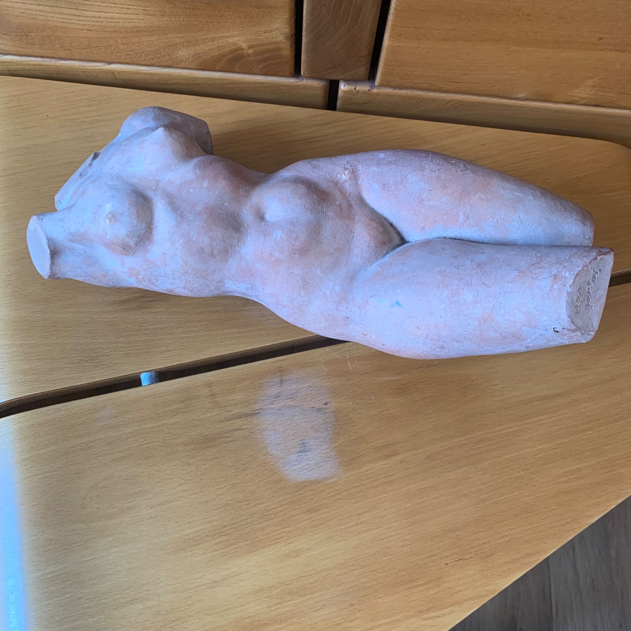 Female nude sculpture in terracotta signed Jean Portal.