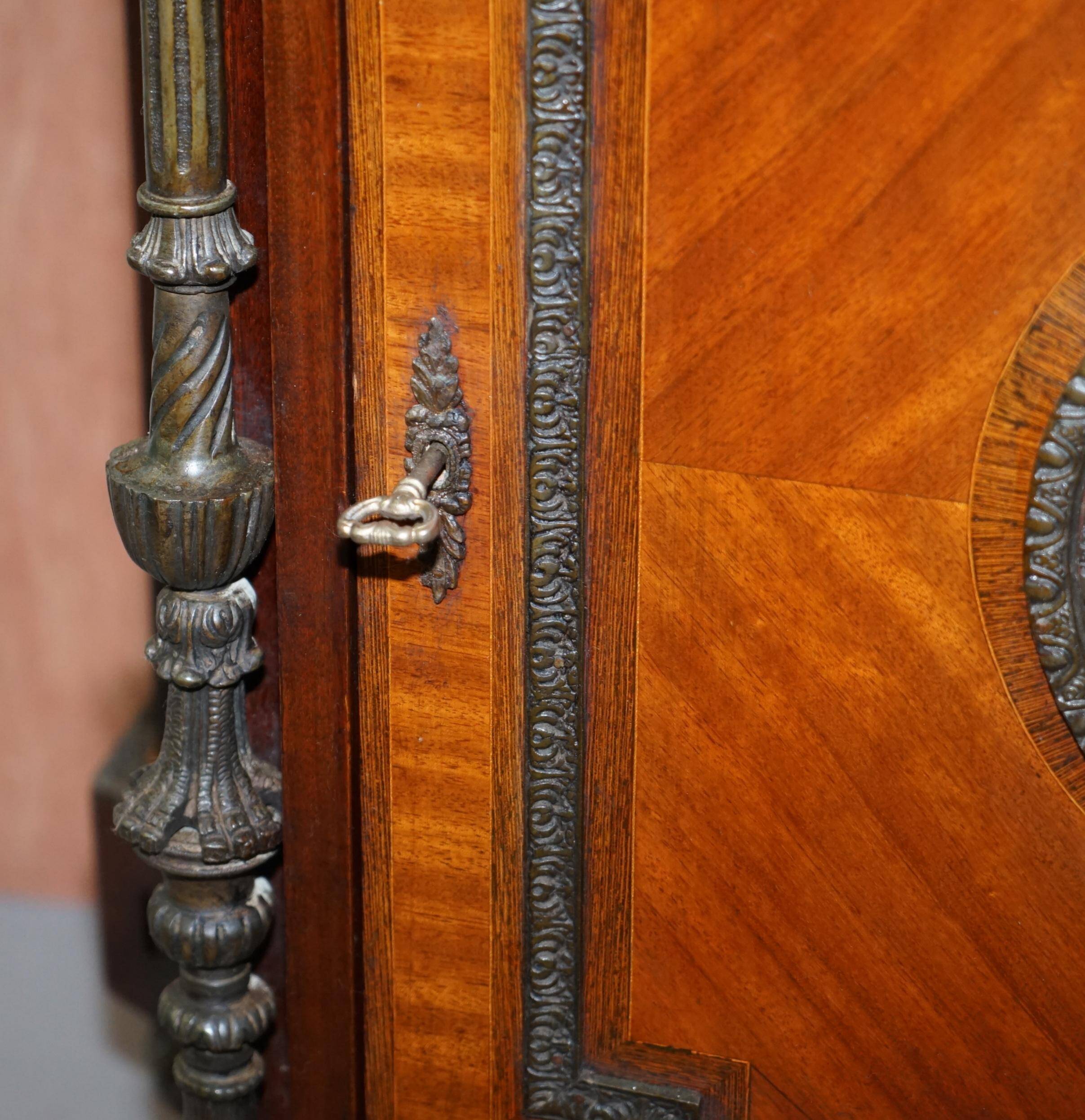 Louis Buffet in Walnut 19th Century with Drawers, Marble and Bronze Ornaments