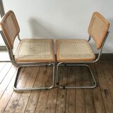2 Chairs Beige Cesca B32 by Marcel Breuer