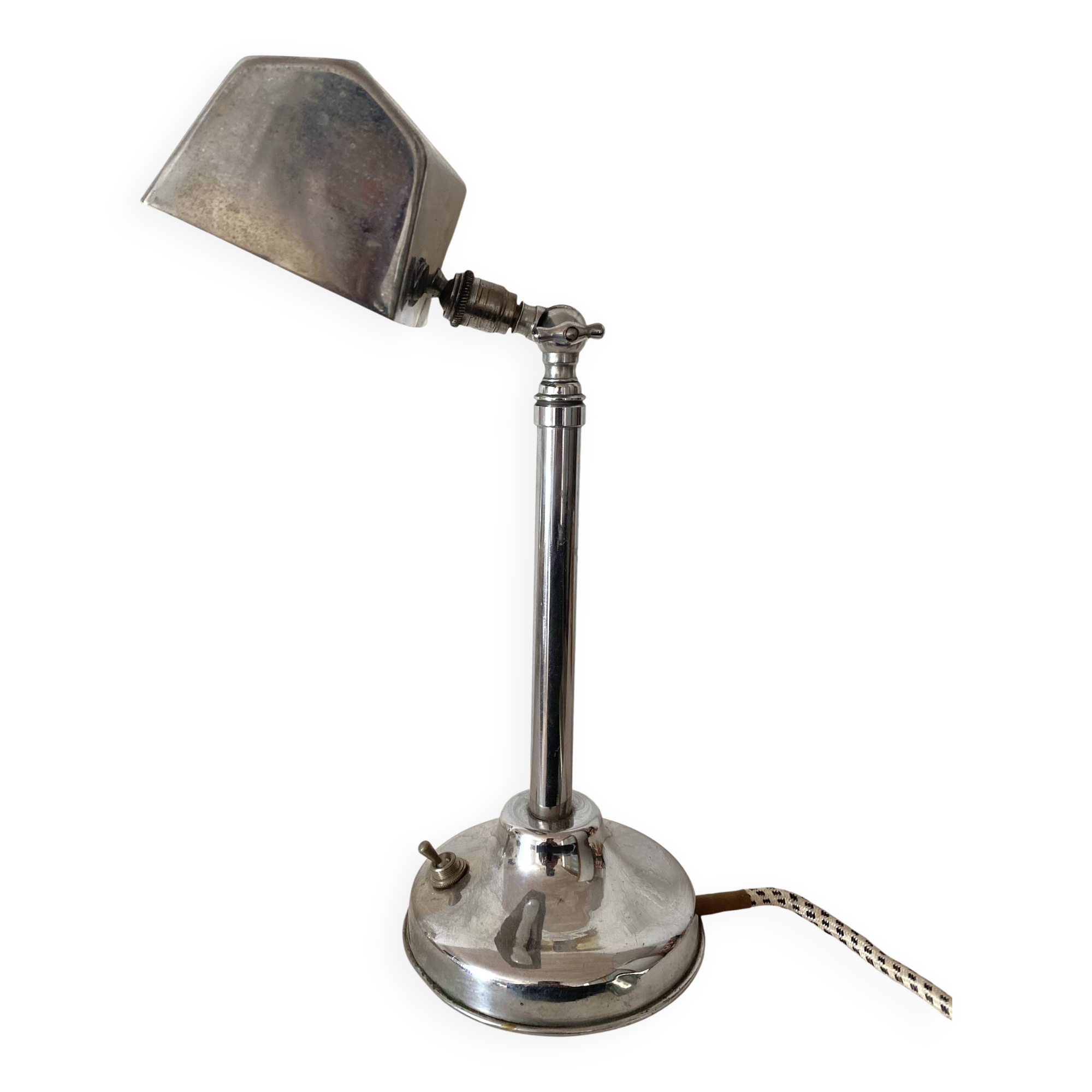 Art Deco industrial style chrome desk lamp – workshop lamp