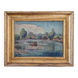 Georges Albert CYR (1880-1964) - Oil on canvas - "Lacustrine landscape" - Signed lower left