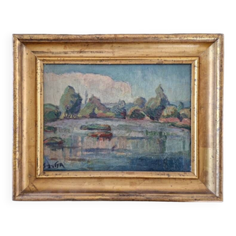Georges Albert CYR (1880-1964) - Oil on canvas - "Lacustrine landscape" - Signed lower left