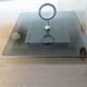Modernist revolving serving tray, in smoked glass and silver-plated metal, 70.