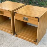 2 Scandinavian wooden boat-style bedside tables