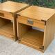 2 Scandinavian boat-style wooden bedside tables