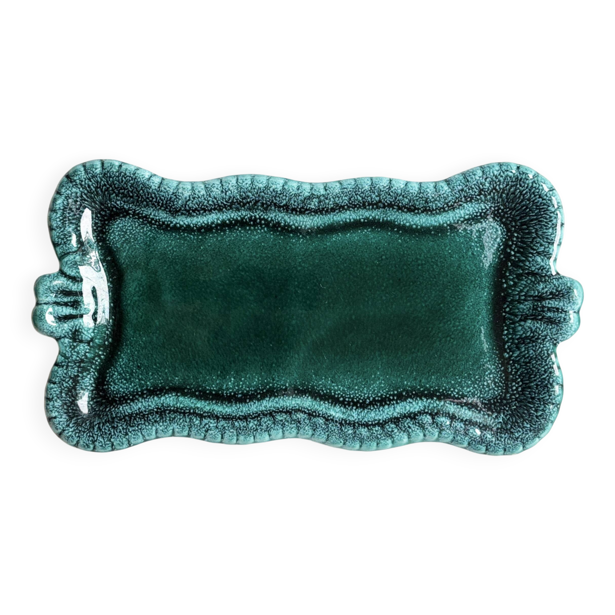 Green ceramic cake dish