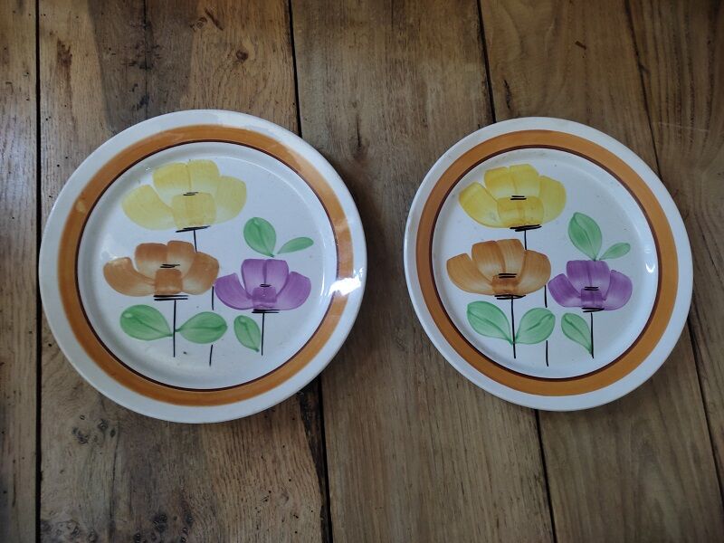 Plates Porcelain Digoin Anemones Sarreguemines Old dp 0722127