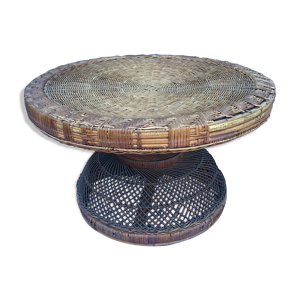 Table basse ronde rotin