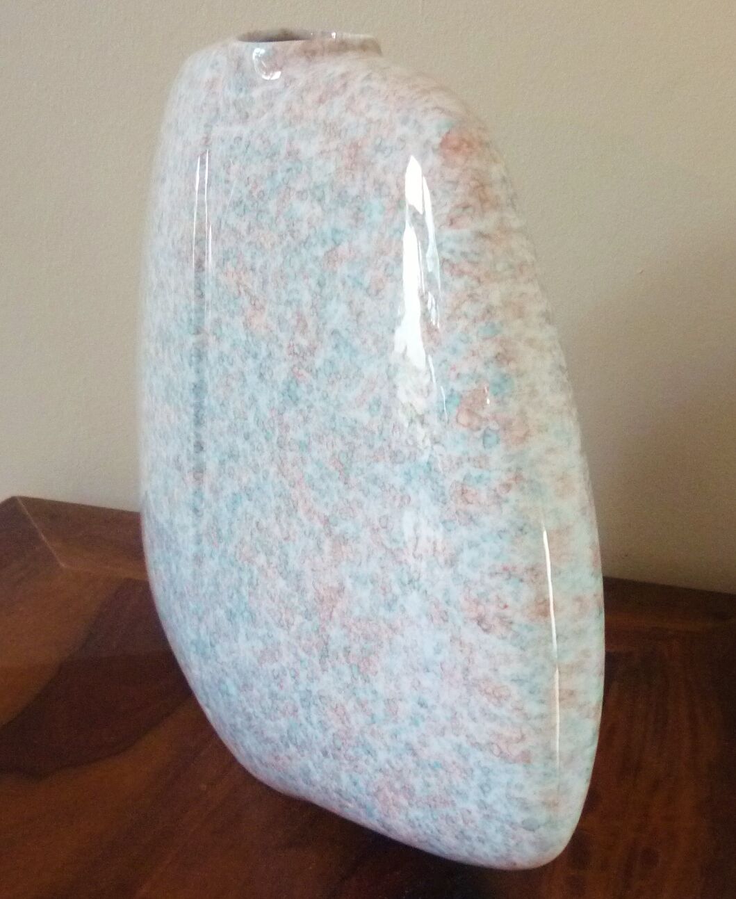 Vintage glazed ceramic lentil vase, 70s design, signed Virebent