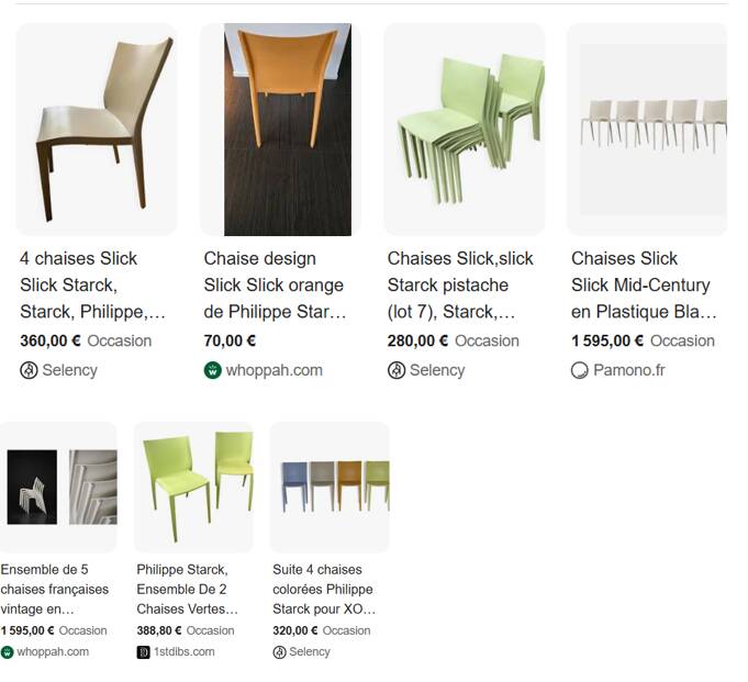 4 superb slick-slick chairs by Philippe Starck for Xo Design