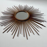 Old sun mirror in gold metal design from the 60s Chaty Vallauris