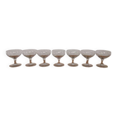 Set of 7 vintage engraved champagne glasses