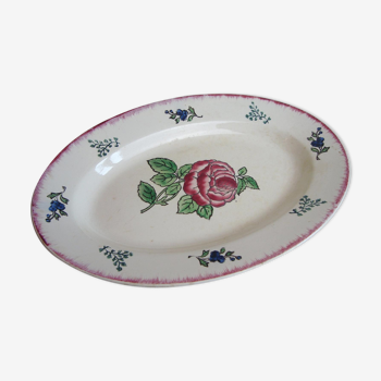 Art Nouveau era plate with rose pattern made by Longwy France