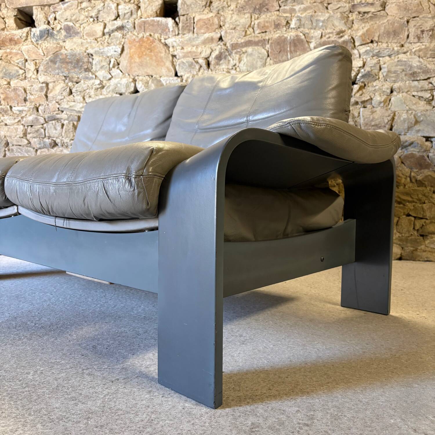 Canapé cuir 2 places Panda par Ake Fribyter pour Nelo Sweden, 1970