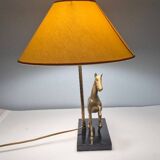 Brass and wood horse lamp