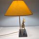 Brass and wood horse lamp