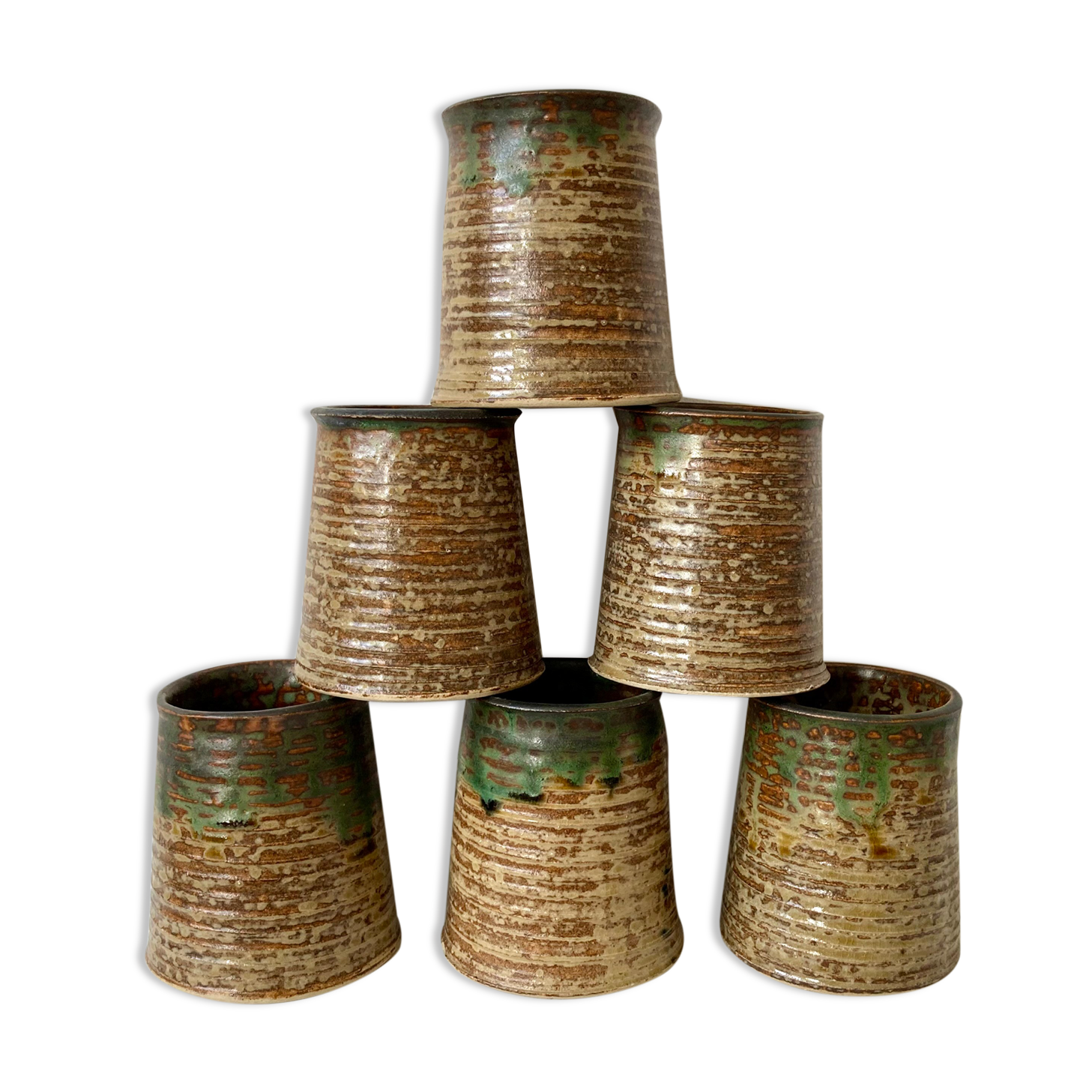 Set 6 cups cups vintage pyrite stoneware