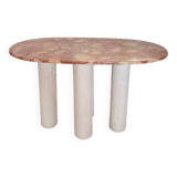 Pink marble and concrete coffee table