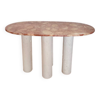 Pink marble and concrete coffee table
