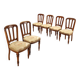 Antique walnut chairs with upholstered seats in fabric, Italy, late 19th century.