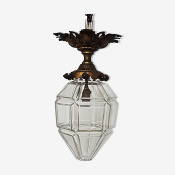 Lanterne ancienne  bronze et cristal