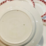 5 earthenware plates burgundy décor, kitchen