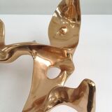 Bronze and glass coffee table with female sculpture by Victor Roman