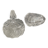 Duo de bonbonnières vintage en cristal et verre