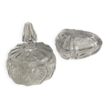 Duo of vintage crystal and glass sweet jars
