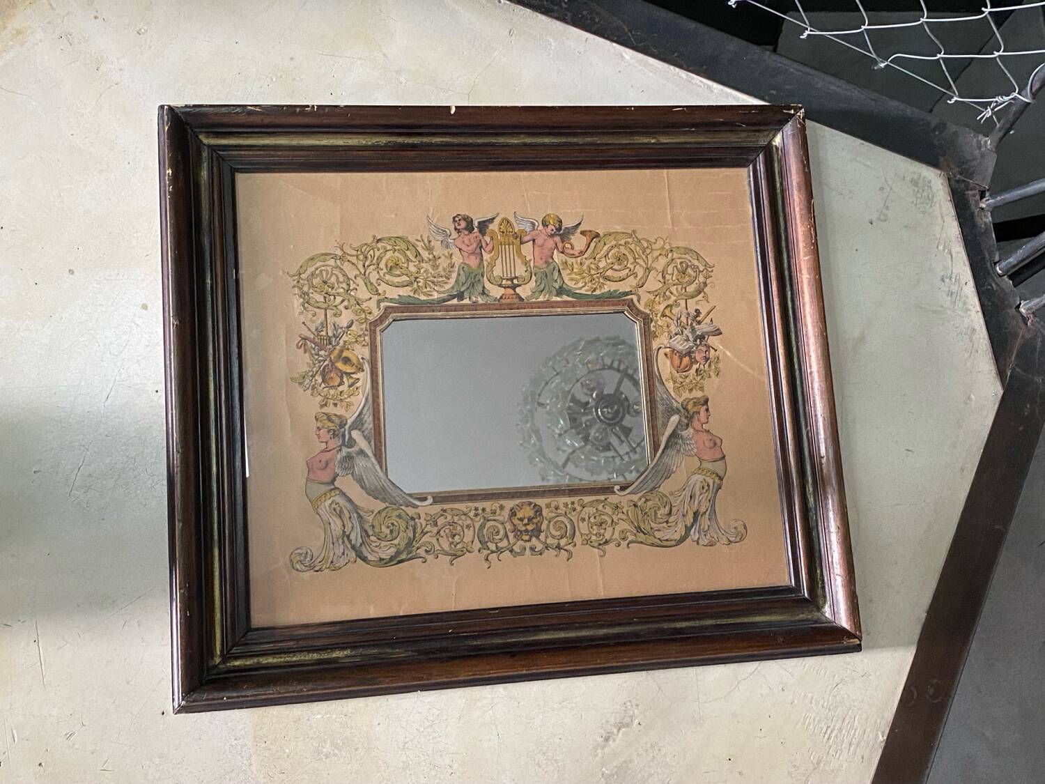 Antique wooden mirror