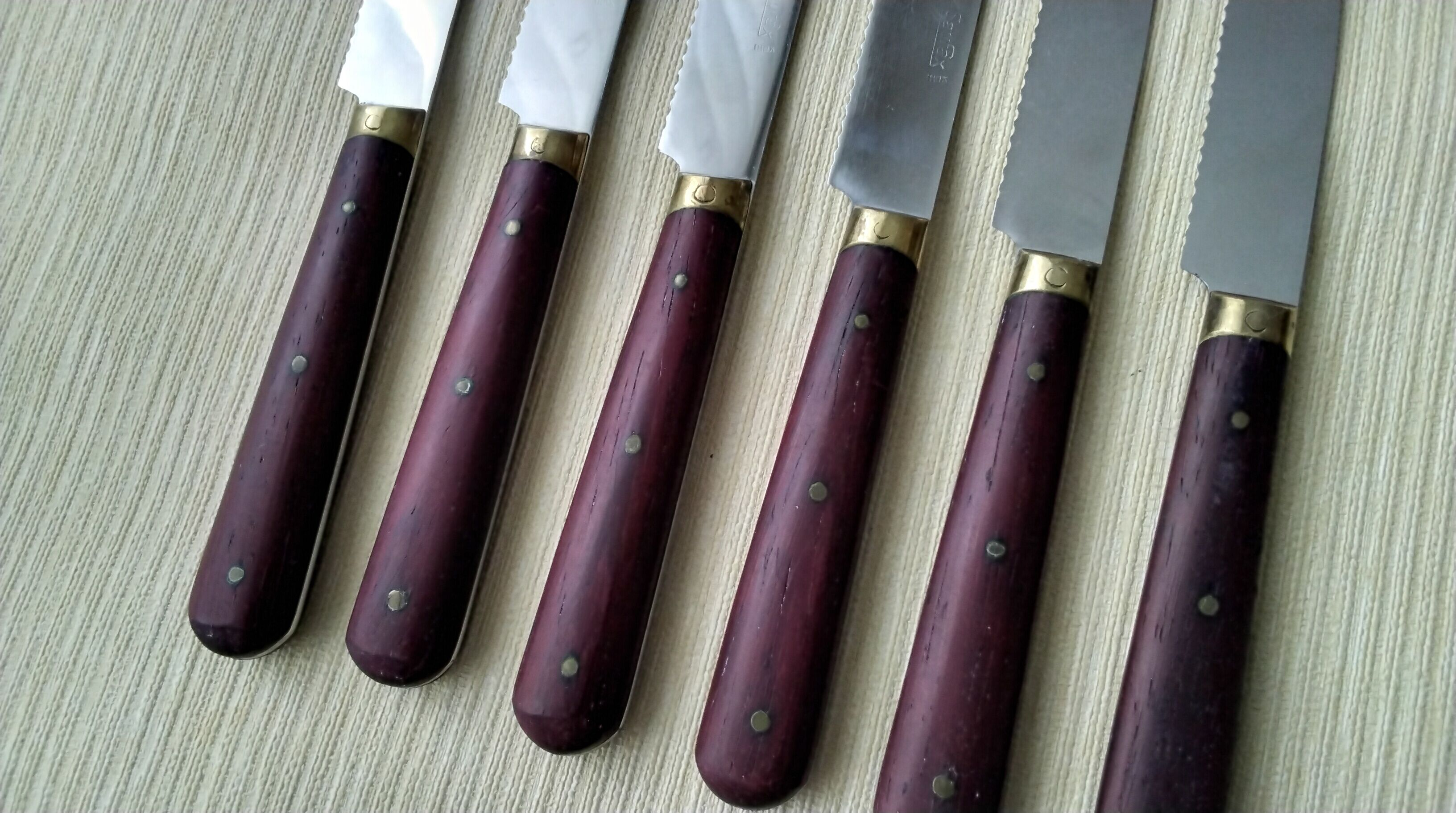 Box of 6 Saufax rosewood handle table knives