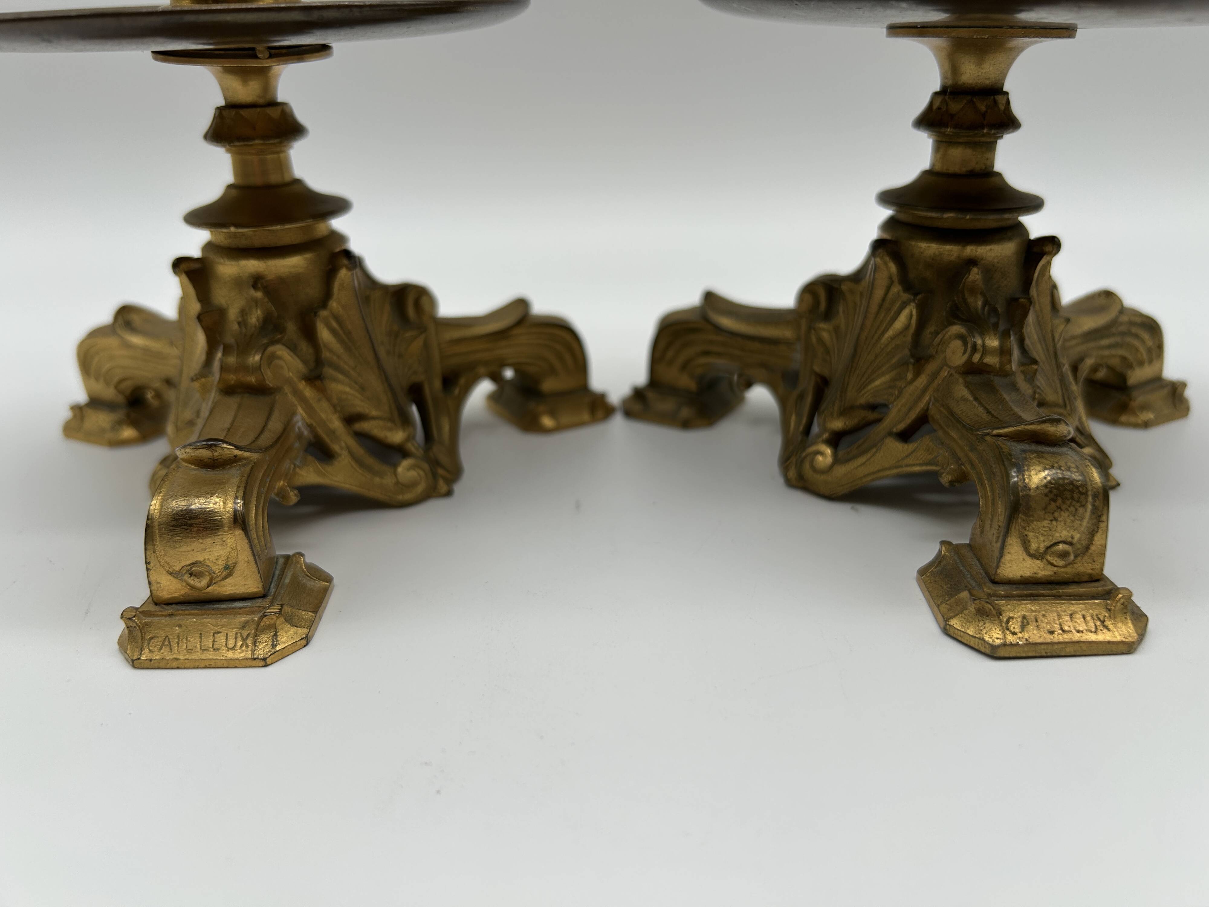Pair of gilt bronze candlesticks by Cailleux - Barbedienne