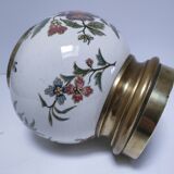 round vase earthenware brass decorated with flowers and insects early 20th century