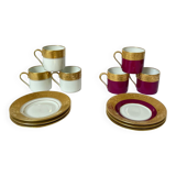 Set of 6 cups and cups manufacture royale limoge gold inlay