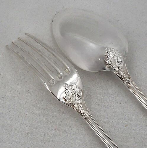 Christofle Marly, 12 dessert cutlery sets, 24 pieces silver-plated metal, 17 cm