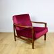 Fauteuil en bois vintage marron, framboise bordeaux, design par Z. Bączyk - 2 pièces disponibles