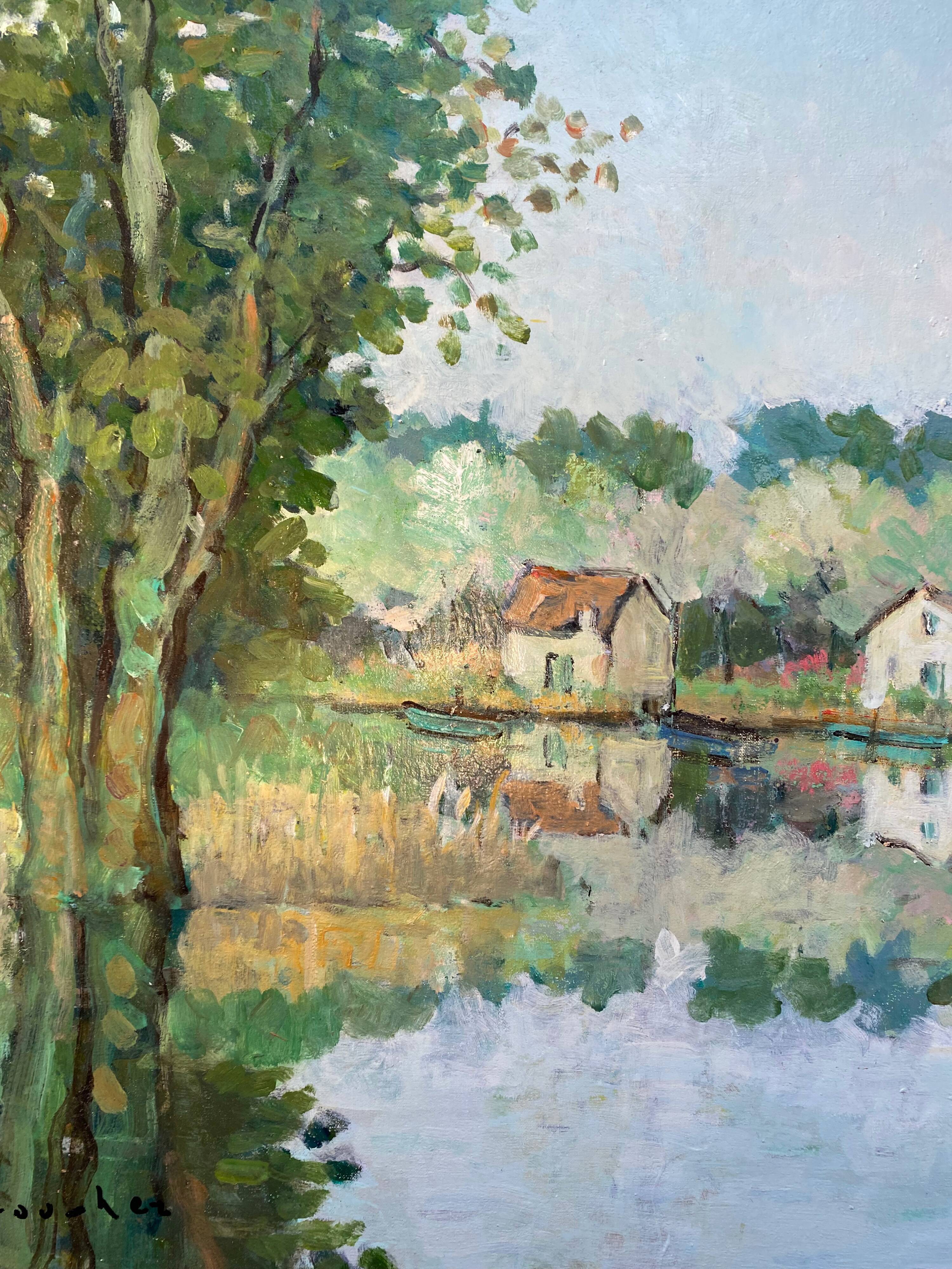 HST painting "Riverside" Marine Normandy / Brittany by Robert Leboucher