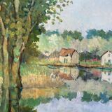 HST painting "Riverside" Marine Normandy / Brittany by Robert Leboucher
