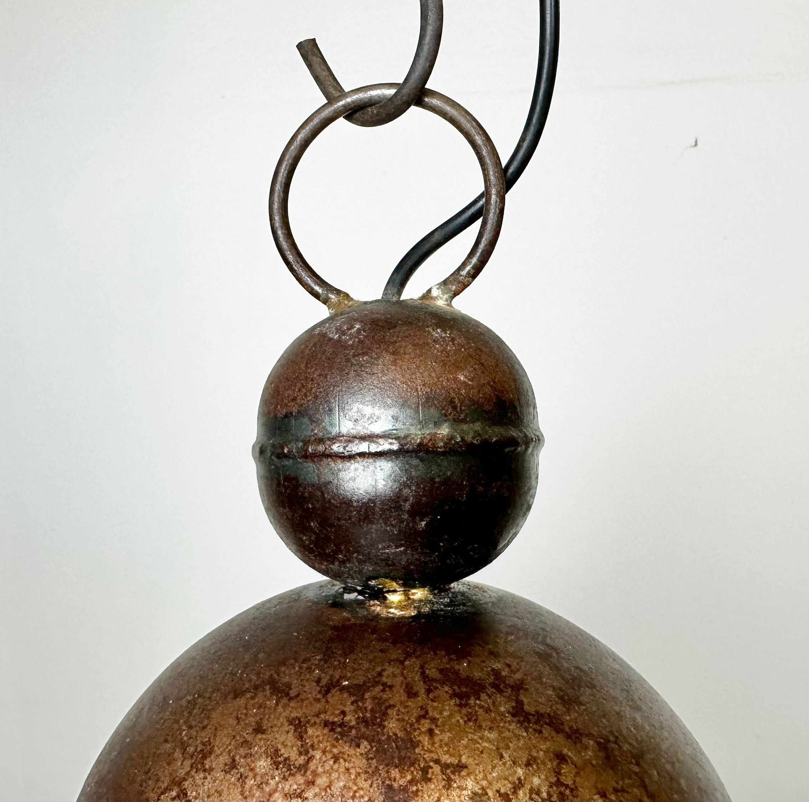 Large Brown Industrial Lamp with Iron Grid, 1960s