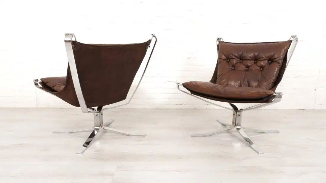 2 x vintage armchair | Falcon | Sigurd Ressell | Leather