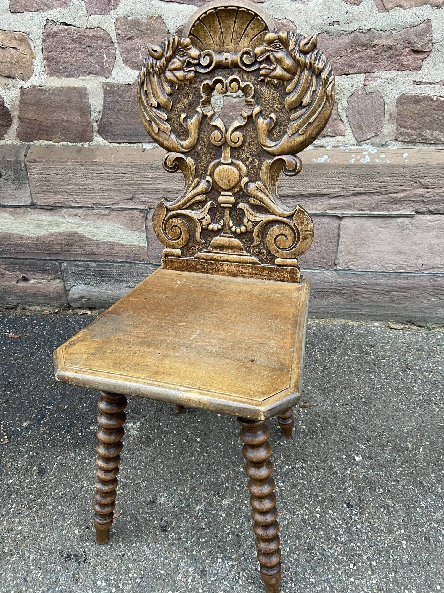 Alsatian chair renaissance mythology vintage of grotesque period 1950