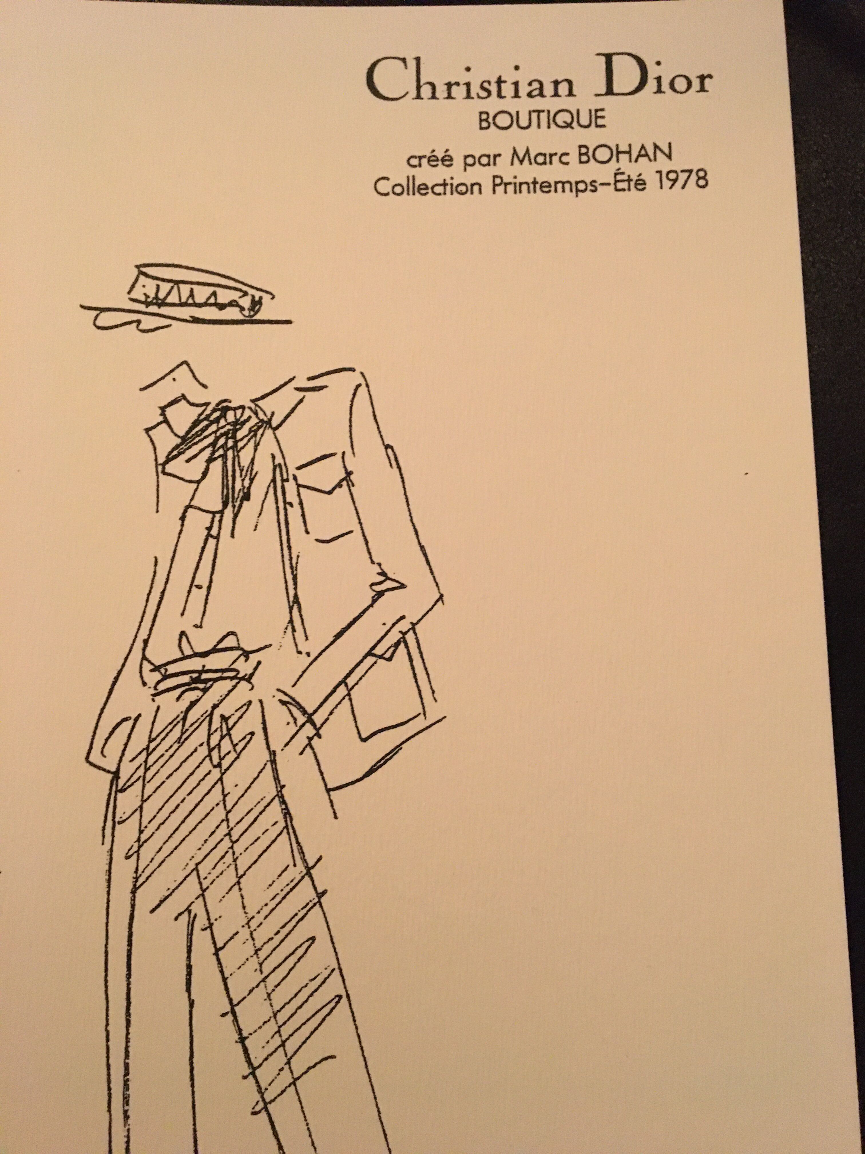 Black and white press fashion illustration Christian dior - 1978