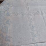 Sky blue damask tablecloth and its 12 towels